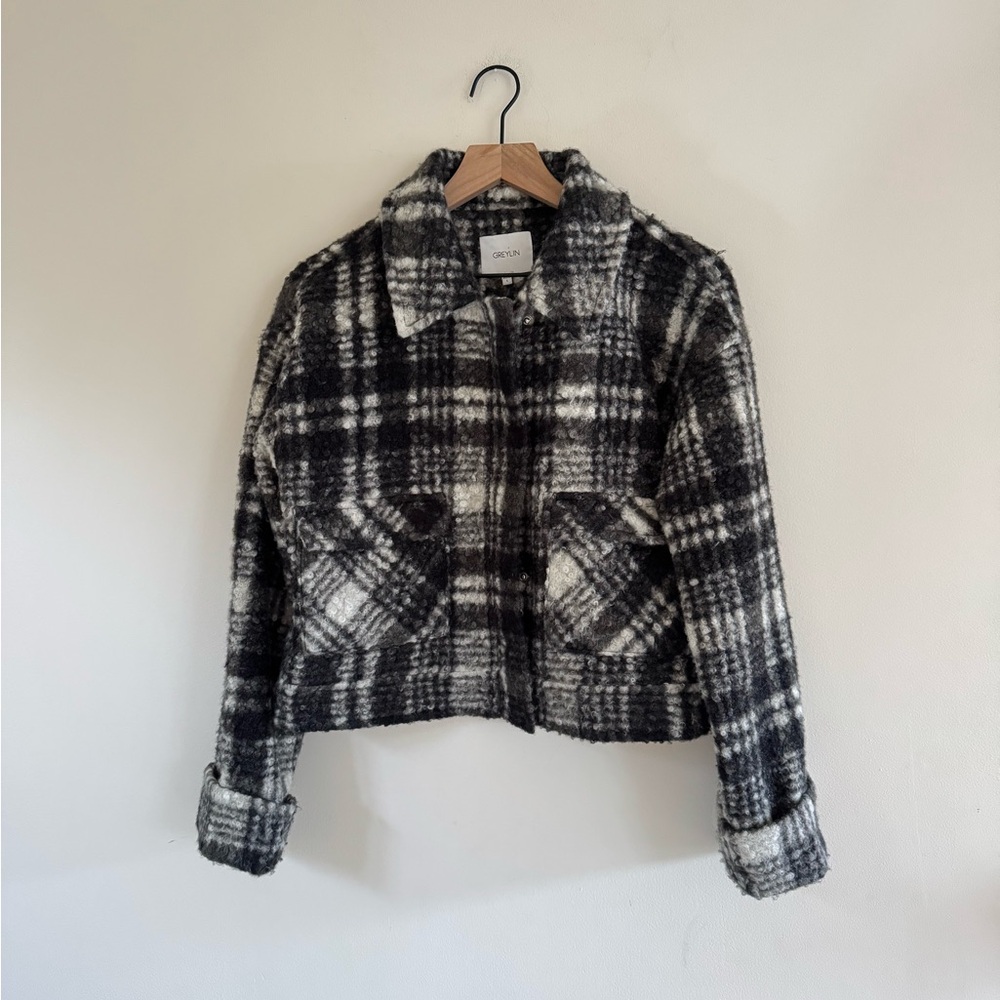 Greylin Plaid Bouclé Cropped‎ Jacket – Size Small